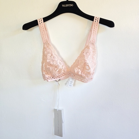 New Stella McCartney Mia Remembering Stretch-Lace Triangle Barbie Pink Blush Bra - Picture 9 of 12